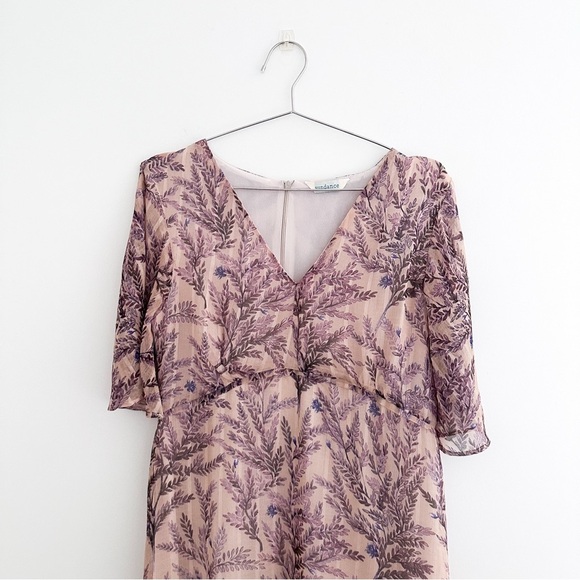 Sundance Lilac Springs Beige Floral Asymmetrical Midi Dress M or L - Picture 3 of 11